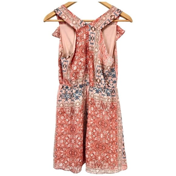 BCBGeneration Womens A Line Dress Pink Mini Patchwork Ruffle Sleeveless XS - Picture 3 of 7